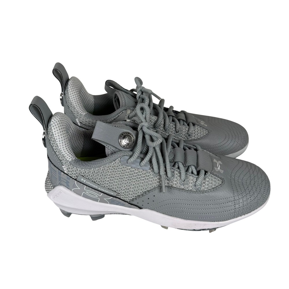 Under Armour UA Mens 9 Harper 7 Low ST Baseball Cleats Grey Metal Hybrid